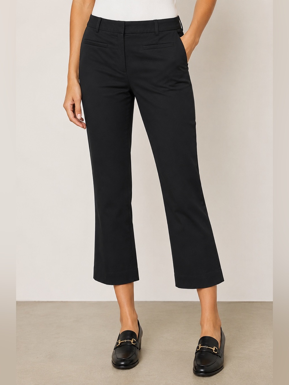 Maeve Anthropologie Black Cropped Kick Flare Ankle Pants 12 Parisian (altered)
